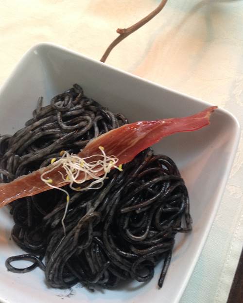 Recette du Spaghettis à l'encre de seiche au poulpe